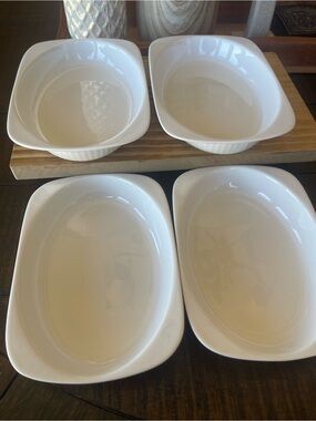 White Ceramic Large Dish - Set of 4